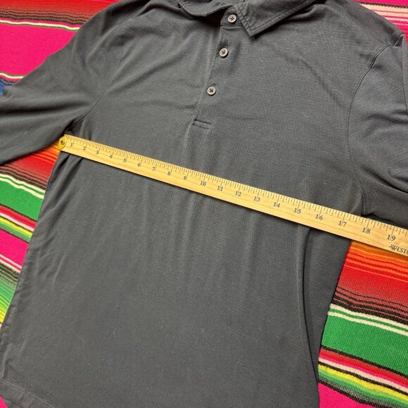 Lululemon  Long Sleeve Evolution Polo Shirt Men S Navy Blue Cotton Stretch - Picture 5 of 5